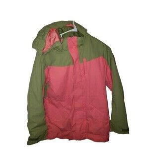 Burton Girls Pink Green Dry Ride Snow Jacket Size L